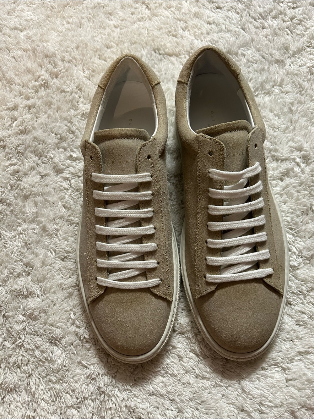 Oliver Cabell Suede Sneakers in Beige and White